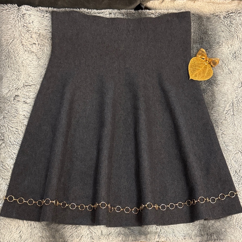 Flawless ZARA elegant, super comfy midi skirt with gold chain lining bottom.